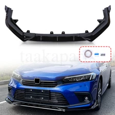 Fits 2022-2024 Honda Civic 11th Glossy Black Front Bumper Lip Spoiler Splitter