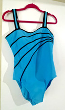 RARE Vintage Mainstream BRIGHT TURQUOISE One Piece Swimsuit USA 80s