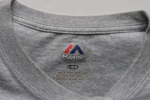MLB MAJESTIC CHICAGO CUBS BASEBALL VTG Y2K 90s RETRO GRAY T SHIRT MENs SZ L - Picture 5 of 5
