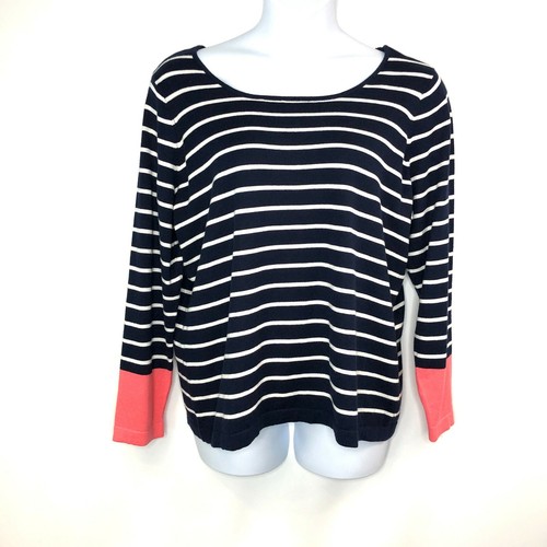 White Striped Colorblock Top QVC A62554 