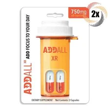 2x Packs Addall XR Dietary Supplement | 750MG | 2 Capsules Each | Focus + Energy