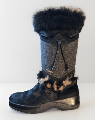 RARE   TECNICA Goat/Rabbit Fur Apres Ski Boots Italy Women Size EU 39.5 / 8.US