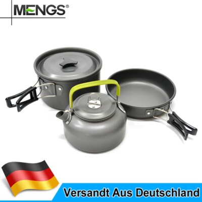 2-3 Person Kochtopf Camping Kochgeschirr Outdoor-Töpfe Bratpfanne Kettle Set