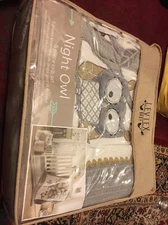 Levtex Baby - Night Owl Crib Bed Set - Baby Nursery Set - Grey Tan and Cream ...