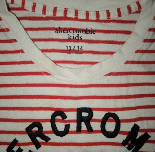 Abercrombie & Fitch Kids Size 13/14 Red Striped Moose T-shirt - Picture 4 of 4