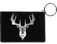 Big Horned Buck Laser Engraved Leatherette Keychain Wallet