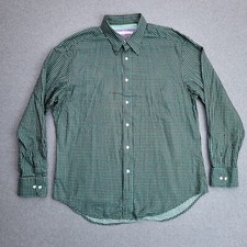 Robert Graham Button Up Shirt Mens XL Flip Cuff Green Check Long Sleeve