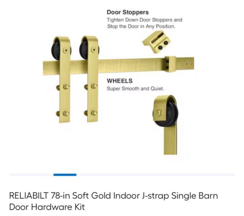 RELIABILT 78-In Soft Gold Indoor J-Strap Single Barn Door Hardware Kit - Picture 2 of 9