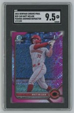 2022 Bowman Chrome Prospects Fuchsia Shimmer Refractor Matt McLain 177/199 SGC