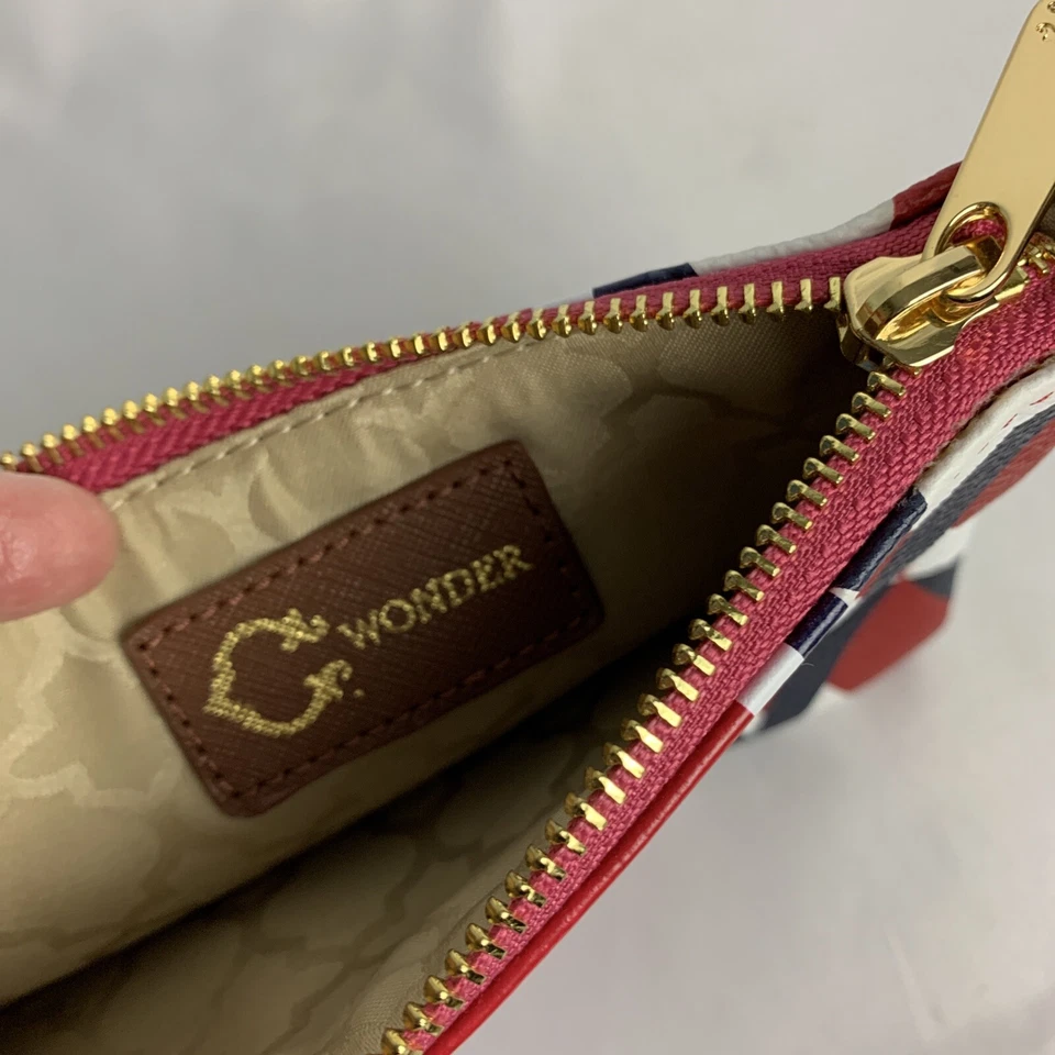 Bolsa C.Wonder pequena com zíper design geométrico azul framboesa e bolsa de pó  - Imagem 4 de 4