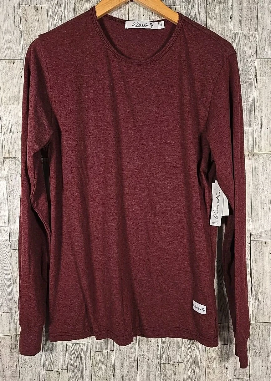 Kinetix Shirt SMALL Mens Casual Luxury Long Sleeve Maroon Heathered Cotton NEW image 6