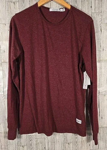Kinetix Shirt SMALL Mens Casual Luxury Long Sleeve Maroon Heathered Cotton NEW image 6