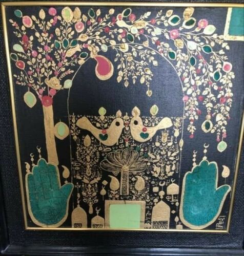Original Oil on Canvas Painting inlaid with solid gold, painer Bheejah Alhakeem  - Picture 1 of 6