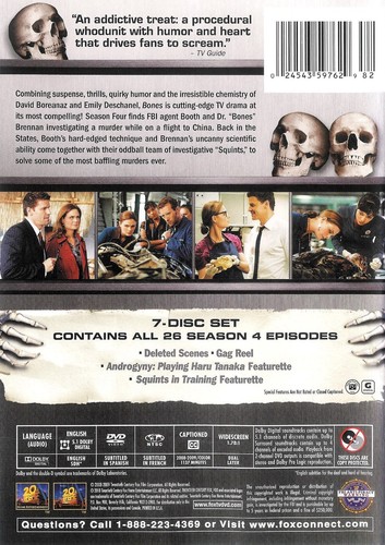 Bones The Complete Season Four 26 Episodes ~ 7-Disc DVD Set ~ FREE Shipping USA - Picture 2 of 2