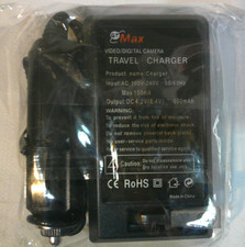 GT Max Digital Camera Travel Charger AC 100v-240v 50/60Hz Output DC 4.2V 600mAh