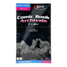 (50-Pack) BCW Current/Modern Comic Book 2 MIL Mylar Bags Sleeves Archivals