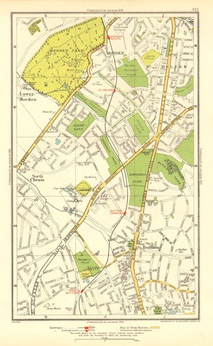 SUTTON. Benhilton North/Lower Morden Park Cheam St Helier; Surrey 1937 old map