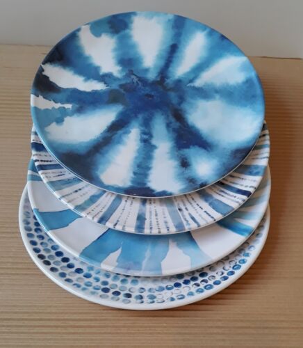 Max Studio Home 4 Dinner Plates + 3 Bowls; Melamine; 4 Different Tie Dye Pattern - Picture 2 of 16