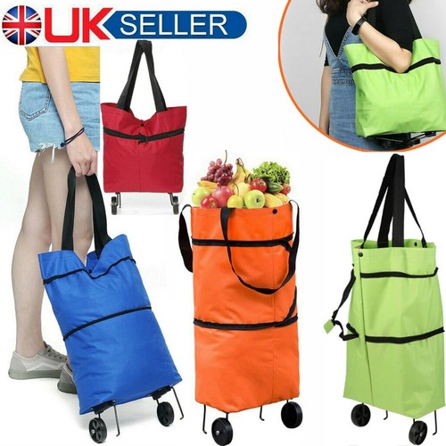 Foldable Rolling Shopping Bag on Wheels Reusable Folding Shopping Cart