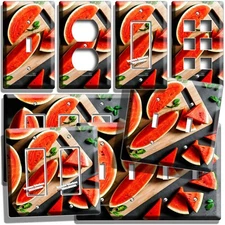 RED JUICY WATERMELON SLICES CUTTING BOARD LIGHT SWITCH OUTLET WALL PLATES DECOR