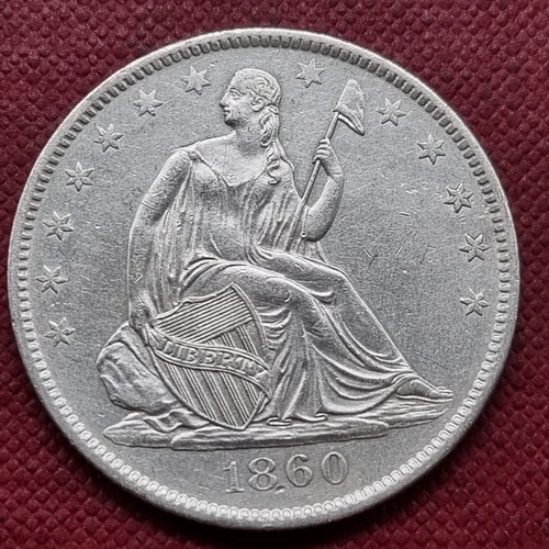 1860 O Seated Liberty Half Dollar 50c UNC Uncirculated Details Eye Appeal #60943