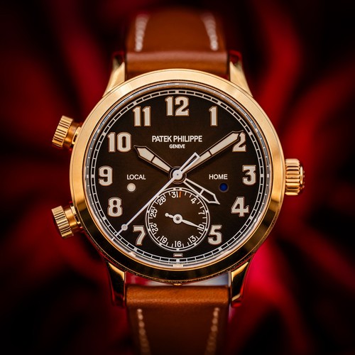 Patek Philippe Calatrava Pilot Travel Time 18k Rose Gold 7234R...