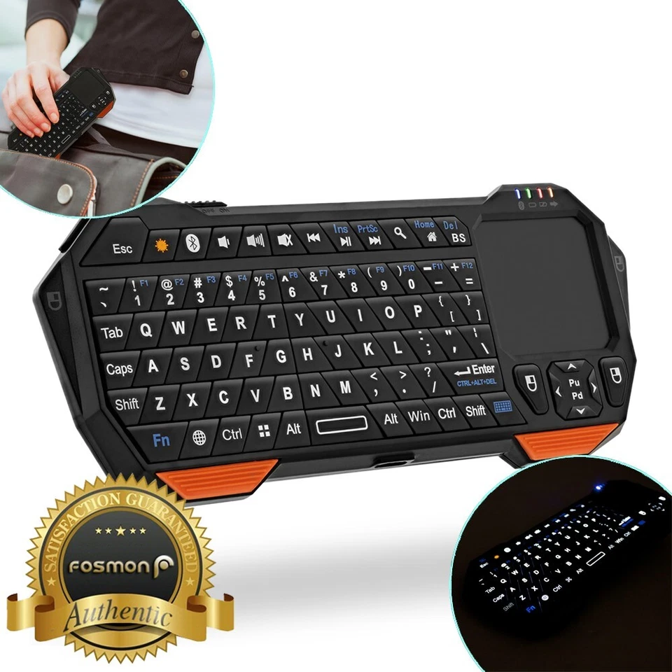 Fosmon 30FT Mini Wireless Bluetooth Tastatur Touchpad für iOS Android Windows