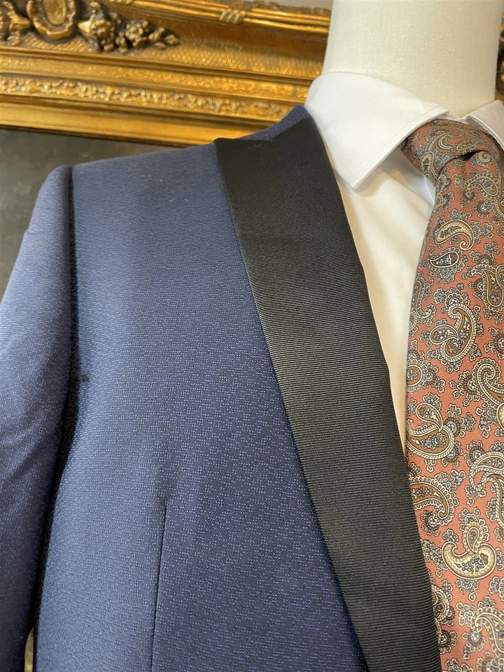 NUEVO Calvin Klein 40R Azul Oscuro Negro Lana Extremo Calce Ajustado Esmoquin Cena Chaqueta Foto 4 de 4