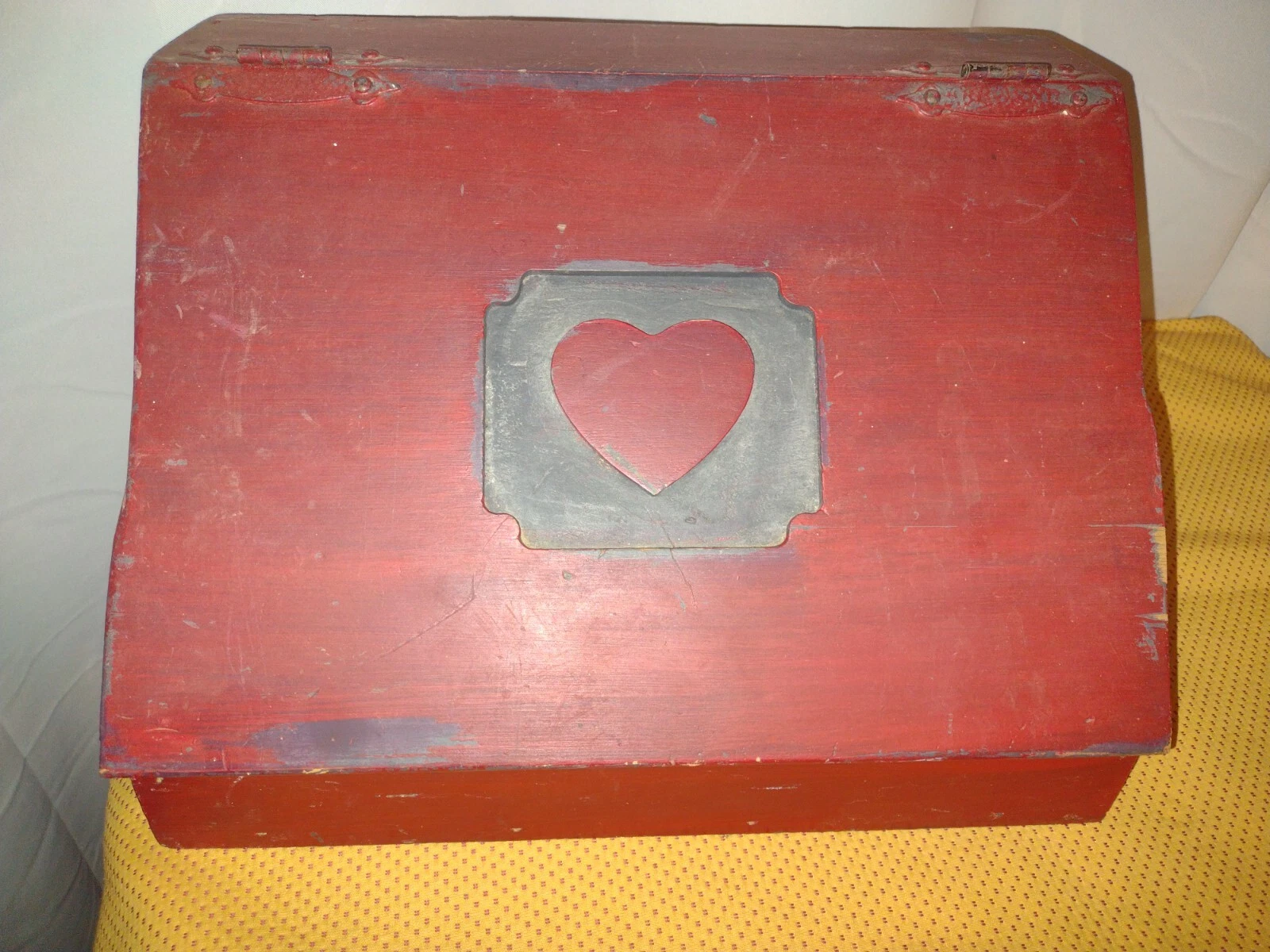 Bread Box Red Wooden Primitive-ONE OF A KIND