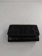Vintage Eel Skin Black Key Coin Tri Fold Wallet