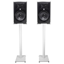 2 JBL 308P MkII 8" Powered Studio Monitor Monitoring Speakers White 37" Stands