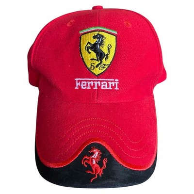 Ferrari Kappe Baseball verstellbar rot schwarz 1997 hergestellt in den USA Erwachsene Einheitsgröße neu mit Etikett