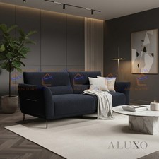Luxury Albanie Black Bouclé 3 Seater Sofa Modern Upholstered Settee Silver Legs