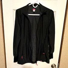 Koi Lite Women's XS Stretch Scrub Jacket Full Zip Solid Black/Gray Polyester