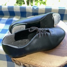 Capezio Tele Tone Tap Shoes Black Leather Lace-Up Women s 5.5