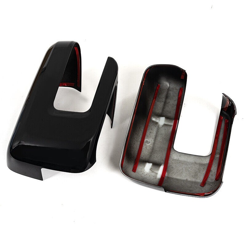 2X Gloss Black Side Door Mirror Cover 21-24 For Ford F150 W/Turn Signal Hole