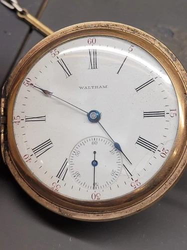 Antique 1901 Waltham POCKETWATCH Illinois watch case co 14 K Guaranteed 25yr