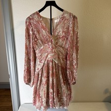 ASTR The Label Women’s Floral Long Sleeve Dress V-Neck Size S