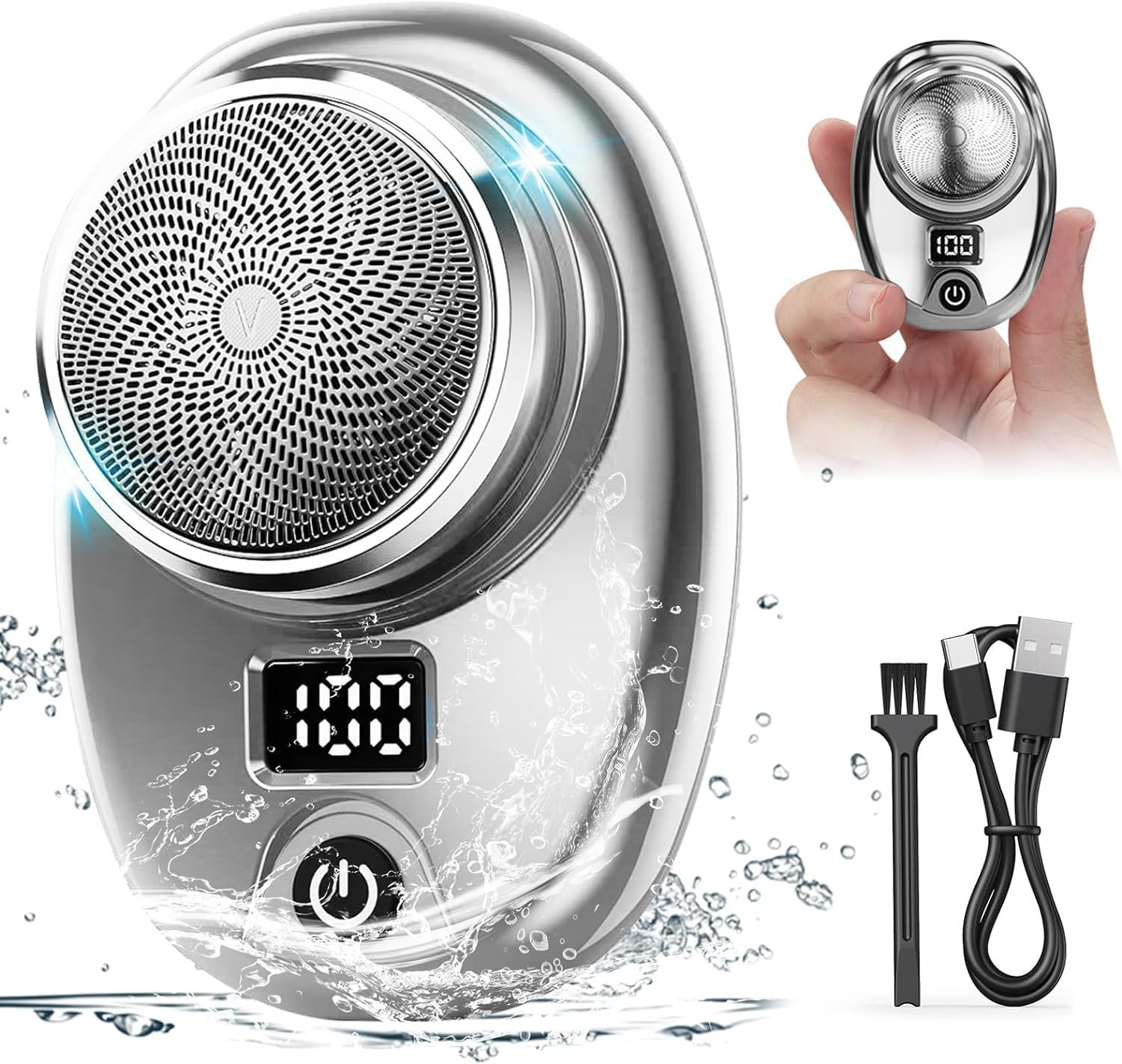 Mini rasoir électrique contre la barbe naissante avec écran LCD