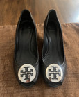 Tory Burch Women’s Black Leather Pump Heels Slip On Round Toe Logo US 7 — photo 1