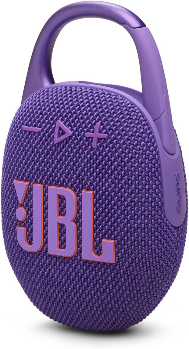 JBL Clip 5 Purple Portable Bluetooth Speaker IP67 USB-C 12h Playtime BT 5.3 7W