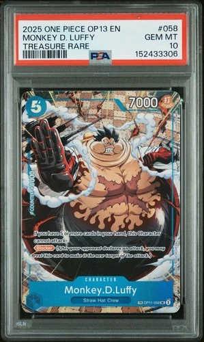One Piece OP13 Monkey D Luffy OP11-058 Treasure Rare Carrying On His Will PSA 10