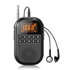Pocket AM FM Radio:1100mAh Rechargeable Radio Supports Bluetooth, Mini FM Black