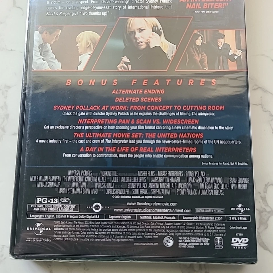 The Interpreter NEW Sealed DVD Widescreen 2005 Nicole Kidman, Sean Penn, FAST SH - Image 4 of 4