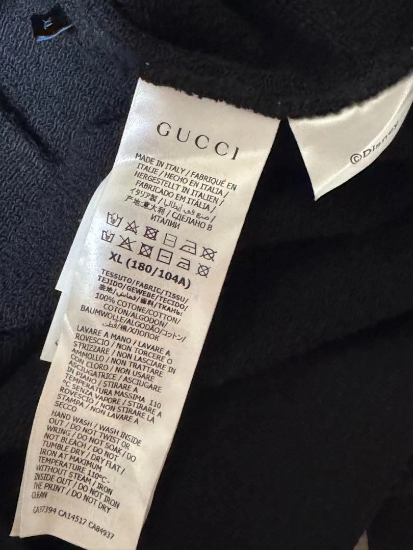 GUCCI X Disney Paperino Cotone Felpa con Cappuccio Uomo Nero Taglia XL