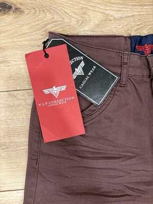 Skinny denim jeans Red color Mens pants by V.I.P Collection Designer Fashion