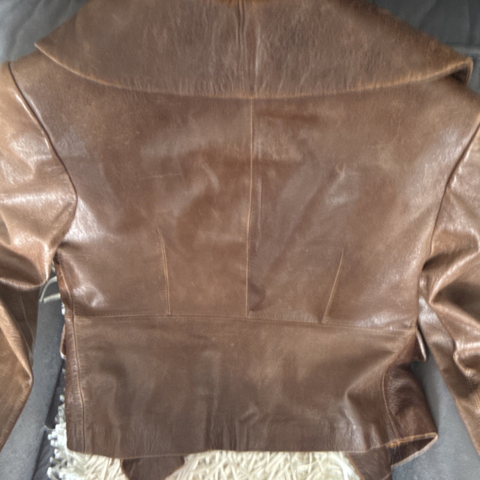 Arden B. Brown Collared Button Front Lined Leathe… - image 12