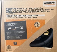 Generac 6389 Black Generator Cord 25 Ft, 125/50A/250V