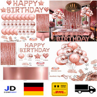 Rosegold Geburtstagsdeko Happy Birthday Girlande Tischdeko Vorhang Konfetti 1