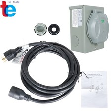 15 FT 30 Amp Generator Power Extension Cord Wire w/ Power Inlet Box NEMA L14-30